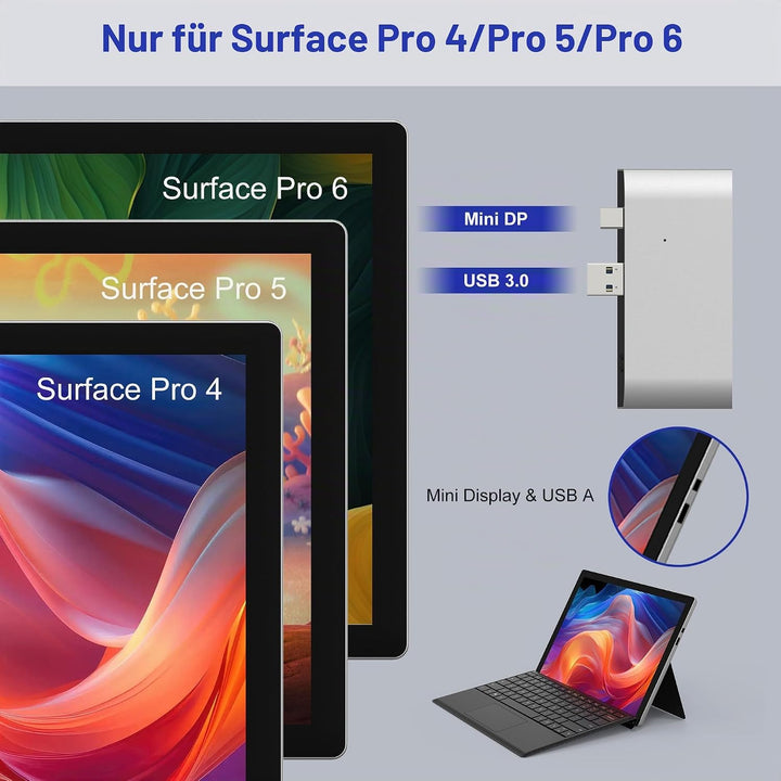 Surface Pro 6/5/4 Dock USB Hub Adapter - USB 3.0 * 3 Surface Pro 4/5/6 Dockingstation Multiport Moni