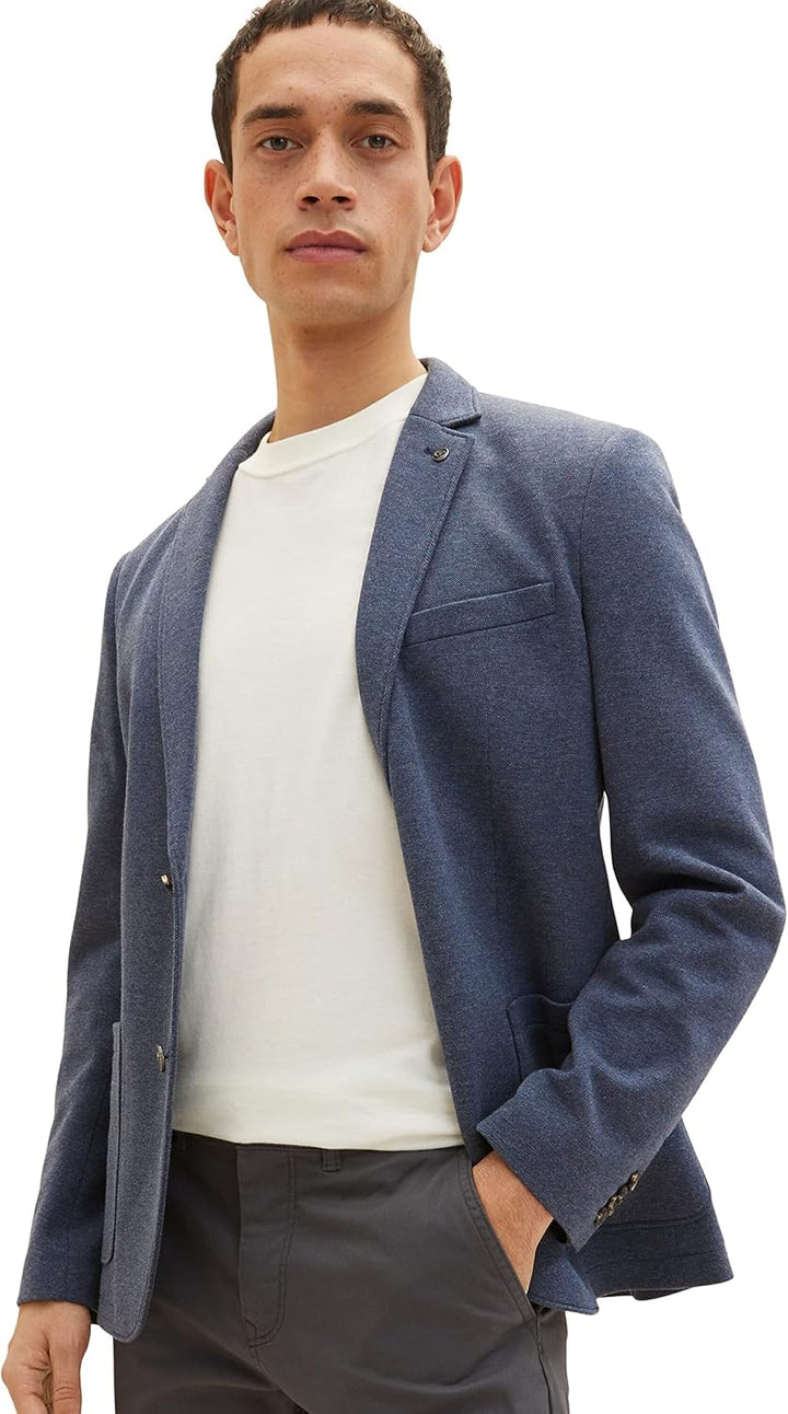 TOM TAILOR Herren Piqué Sakko 46 29115 - Blue Pique Melange, 24