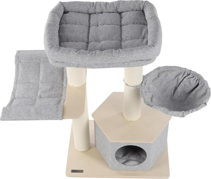 Flamingo Kratzbaum Kaleb – Grau & Beige – 88 cm | Stilvoll, funktional & gemütlich!, Kaleb – Grau &