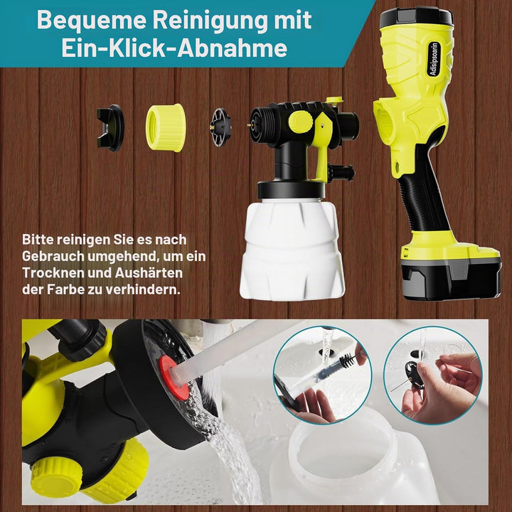 18 V Farbsprüher High Speed für Ryobi 18 V Batterie, 2 Behälter, leicht zu reinigen, für Hausmalerei