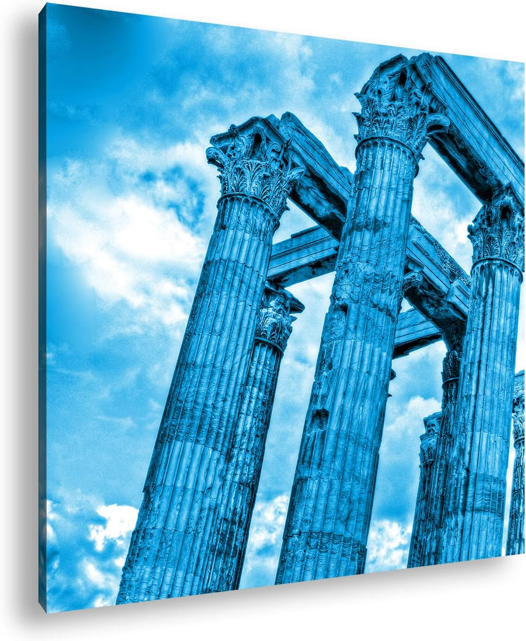 deyoli Eindrucksvoller Tempel in Athen Format: 70x70 Effekt: Monocrome Blau als Leinwandbild, Motiv