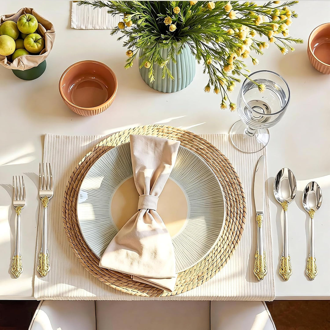 Prächtiges Barock Gold Silber 18/10 Edelstahl Besteck-Set mit 20 Teilen, rostfreies Edelstahl Bestec