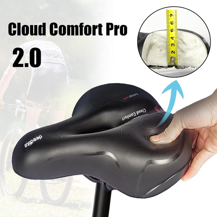 Cloud Comfort Pro 2.0 Fahrradsattel Bequem Weich Memory Schaum Radsattel Mit Rotem Warnstreifen City