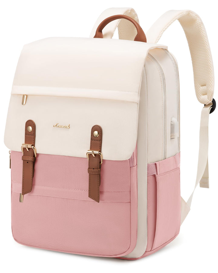 LOVEVOOK Rucksack Damen Rosa, Laptop Schulrucksack 15,6 Zoll, Wasserdichter Tagesrucksack, Schultasc