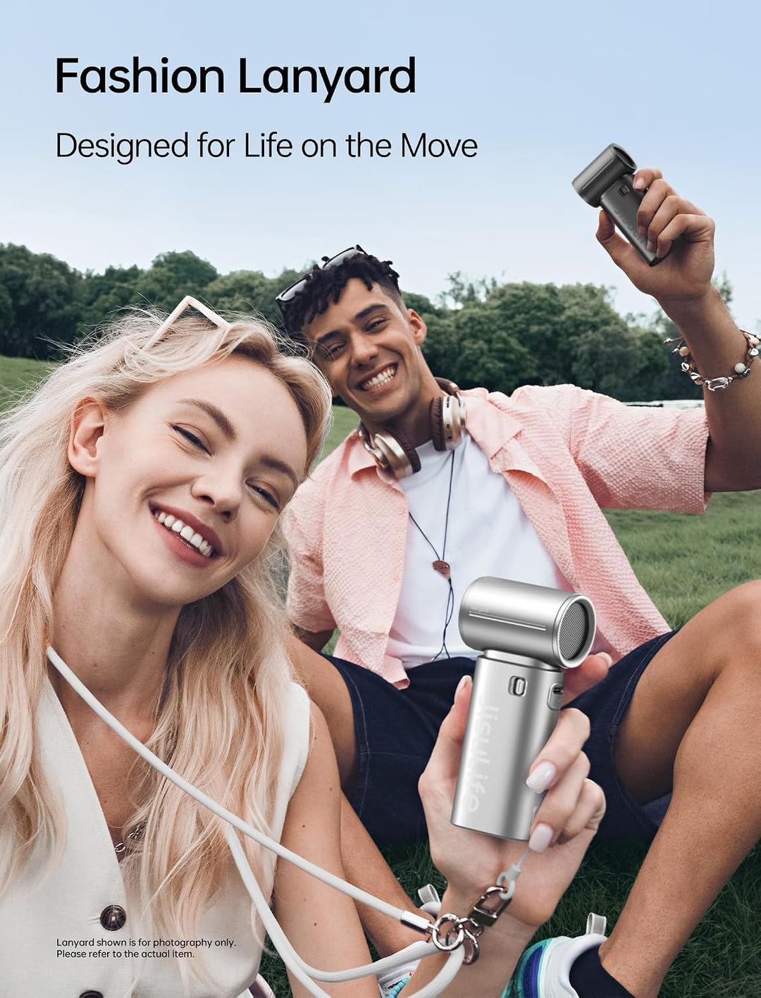 JISULIFE Tragbarer Handventilator 9S, Turbo Power, bis zu 22 Stunden Laufzeit, 5000 mAh Akku, 5-Gang