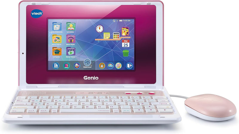 VTech Genio Lernlaptop XL pink – Lerncomputer mit grossen 7"-LCD-Bildschirm mit Internetzugang, Text