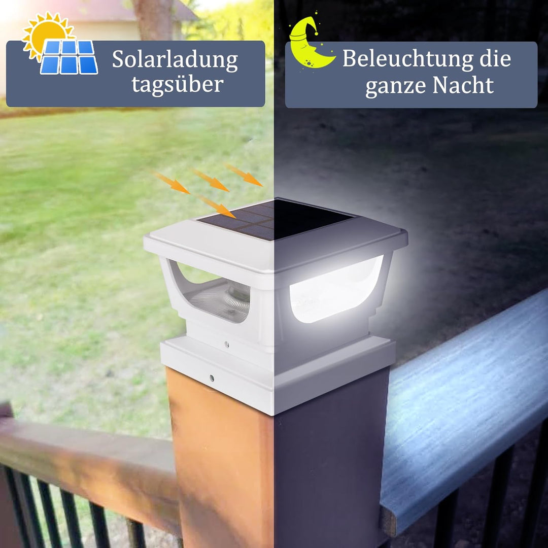 2pcs Pfostenkappe Solar 7x7 8x8 9x9 10x10, Solar Zaunpfosten Leuchte Solar Post Cap Light Solar Pfos