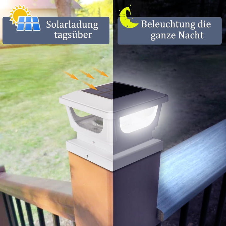 2pcs Pfostenkappe Solar 7x7 8x8 9x9 10x10, Solar Zaunpfosten Leuchte Solar Post Cap Light Solar Pfos