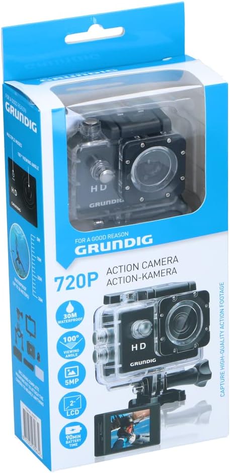 Grundig Action Kamera HD720P - Unterwasserkamera - Wasserdicht bis zu 30M - 2" LCD Bildschirm - Inkl