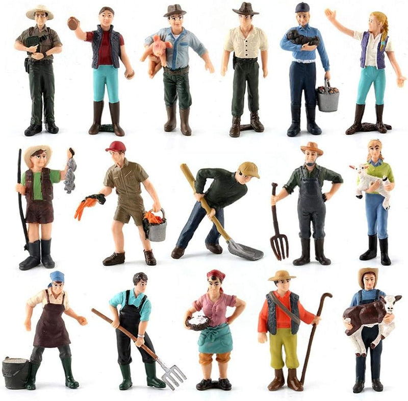 Zerodis 16pcs Farmfiguren, Miniatur-Bauernfiguren Pretend Farmfigur Farmspielzeugset für Kindergesch