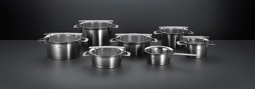 Fissler Phi Collection hoher Kochtopf (24 cm, 6,5 L) mit Glasdeckel – extra grosser Edelstahl-Topf,