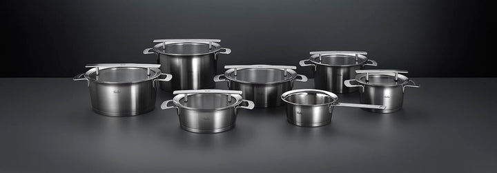 Fissler Phi Collection hoher Kochtopf (24 cm, 6,5 L) mit Glasdeckel – extra grosser Edelstahl-Topf,