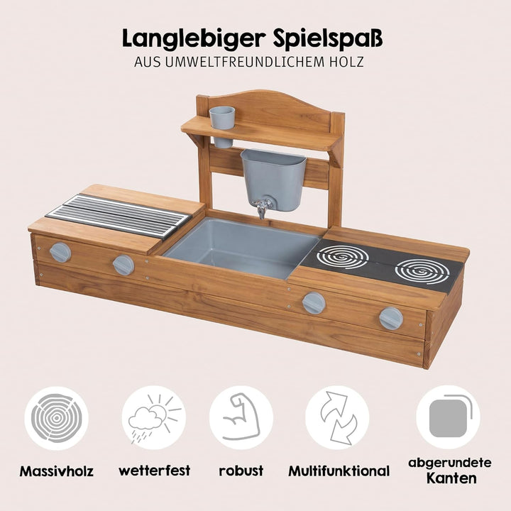roba 2in1 Balkonsandkasten & Matschküche für Kinder - FSC®-Zertifiziert - Inkl. Zubehör - Kompakte S