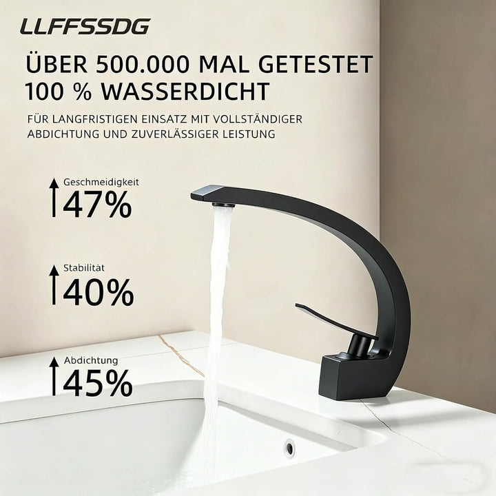Waschtischarmatur Schwarz Wasserhahn Bad Messing Einhebelmischer 360° schwenkbar Armatur Badezimmer