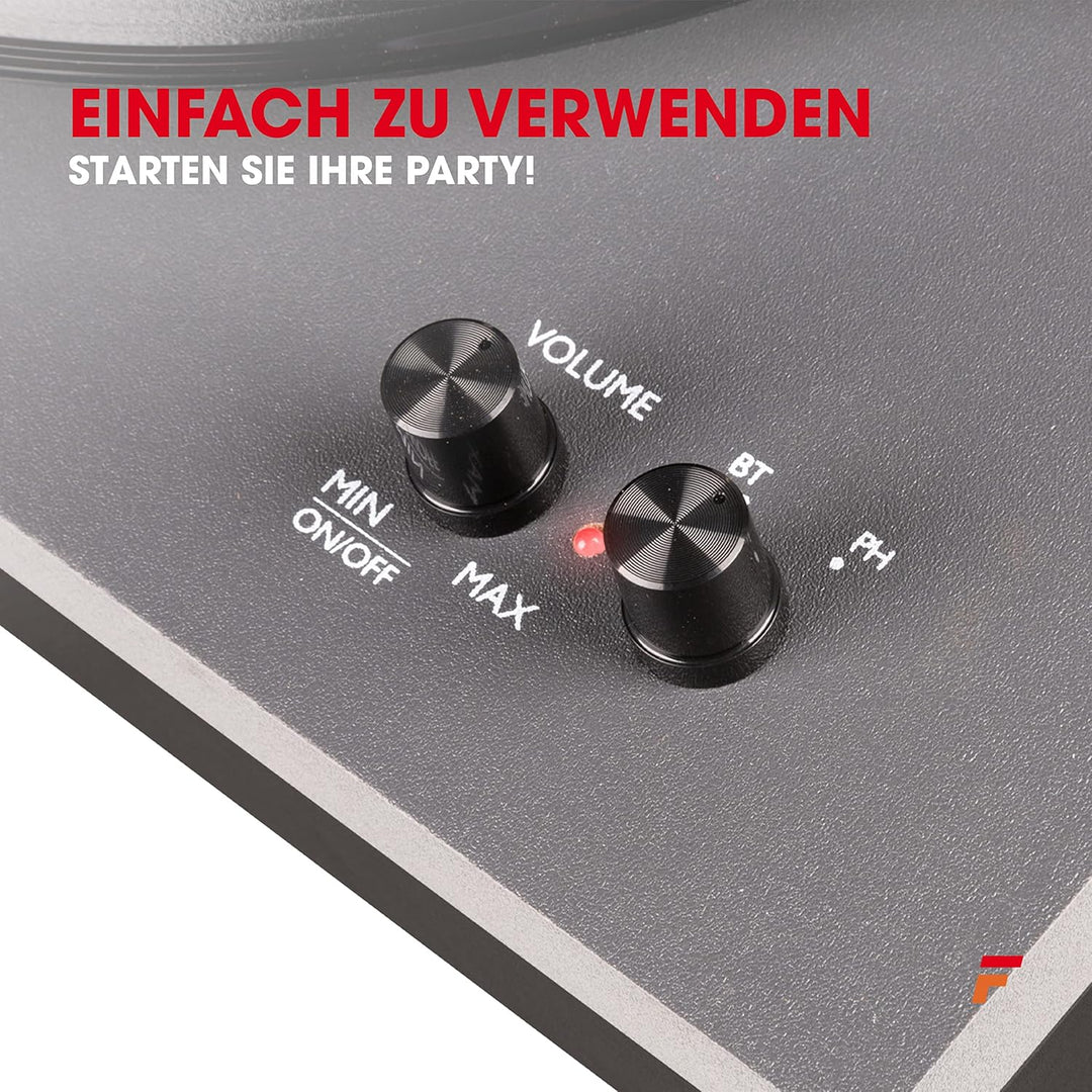 Fenton RP165G - Plattenspieler Bluetooth, Plattenspieler mit externen Lautsprechern, Abdeckhaube, Au
