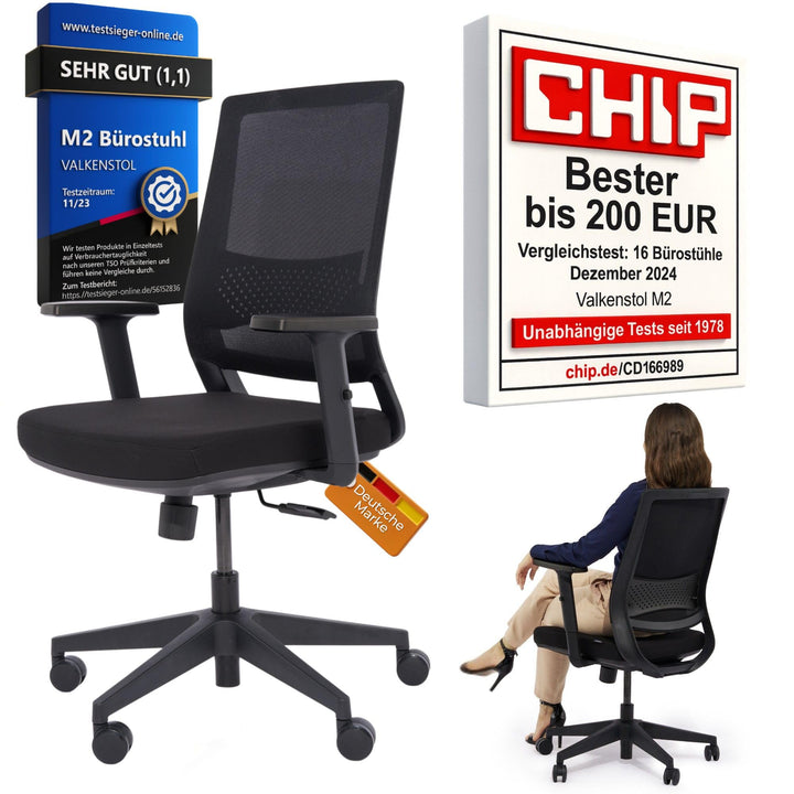VALKENSTOL M2 Ergonomischer Bürostuhl 150 kg [ohne Kopfstütze] Schreibtischstuhl Ergonomisch Bürostu
