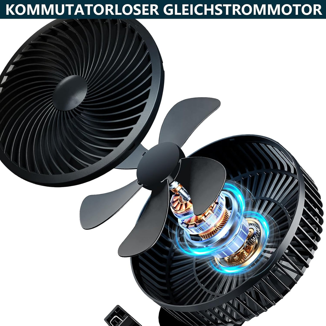 XIIW Grow Ventilator Oszillierend mit Clip, EC-Motor, 10 Stufen, 300 cm Kabel, 15 cm Durchmesser, 54