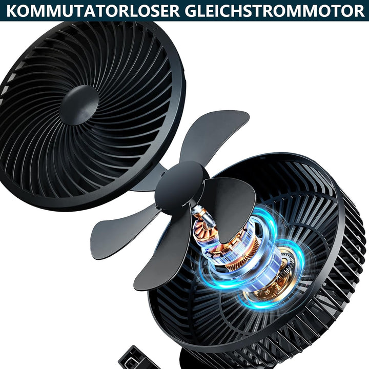 XIIW Grow Ventilator Oszillierend mit Clip, EC-Motor, 10 Stufen, 300 cm Kabel, 15 cm Durchmesser, 54