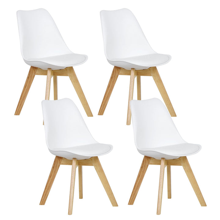 WOLTU® 4er Set Esszimmerstühle Küchenstuhl Design Stuhl Esszimmerstuhl Kunstleder Holz Weiss BH29ws-