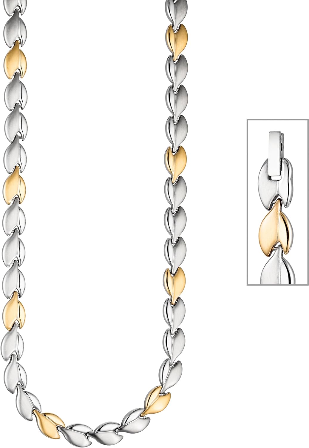 Jobo Damen Collier/Halskette aus Edelstahl gold farben beschichtet bicolor 45 cm Kette