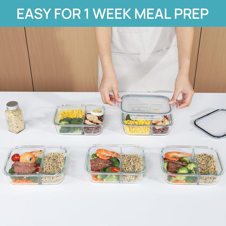 Vtopmart 5er 33oz GlasbehäLter mit Deckel, Meal Prep Boxen Glas, Frischhaltedosen Glas mit Deckel fü