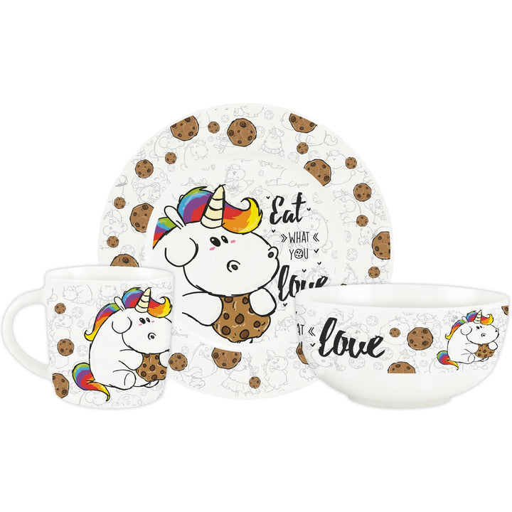 Pummeleinhorn Eat What You Love Porzellan-Service, Mehrfarbig, 260ml, 3