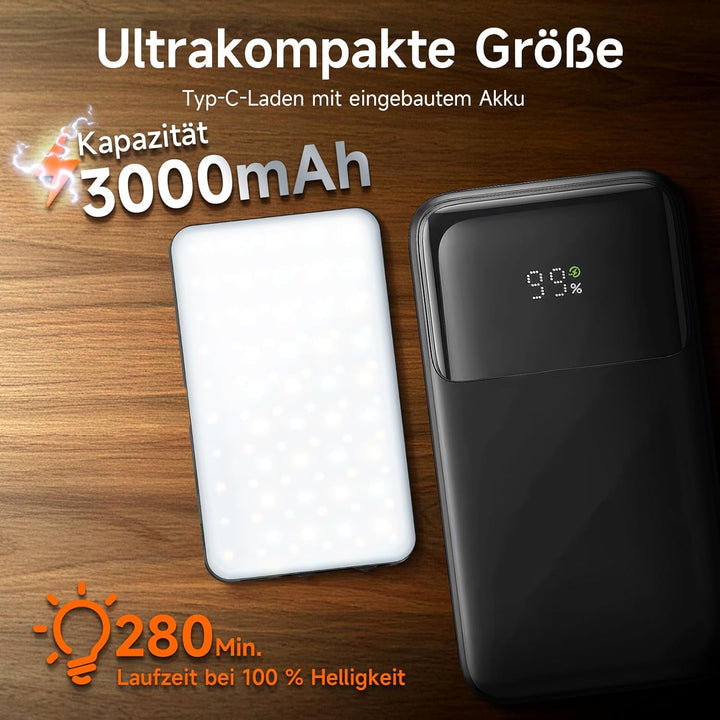 Videoleuchte, Rollei Lumis Mini Creator LED Dauerlicht Fotografie Kompatibel mit Kamera Handy Tablet