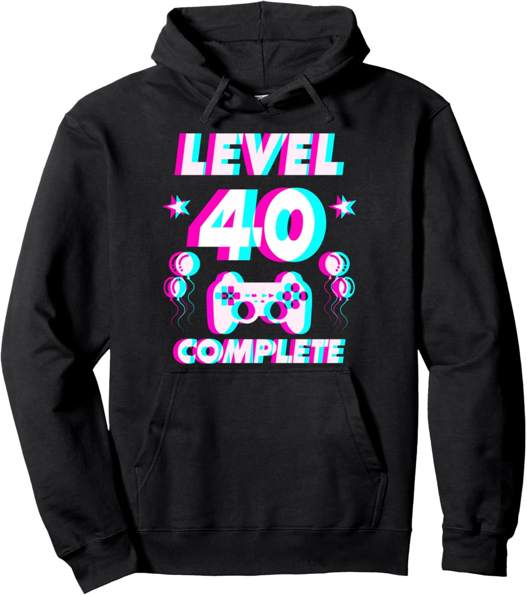 Level 40 Complete 40. Geburtstag - Zocker Gaming Vaporwave Pullover Hoodie
