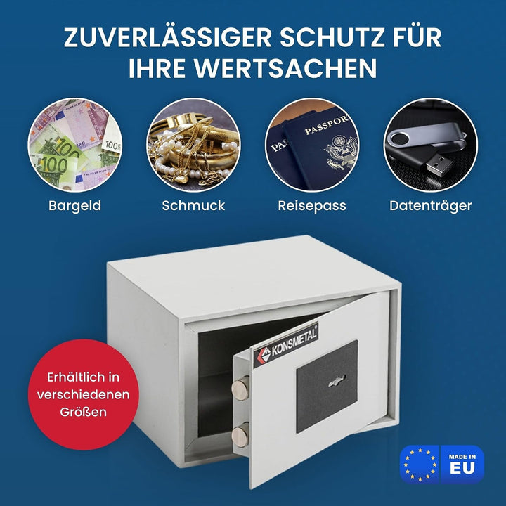 Konsmetall - Tresor für Zuhause Kolibri 2.0 34 S1, Safe Tresor mit Schlüssel Abschliessbar, Möbeltre