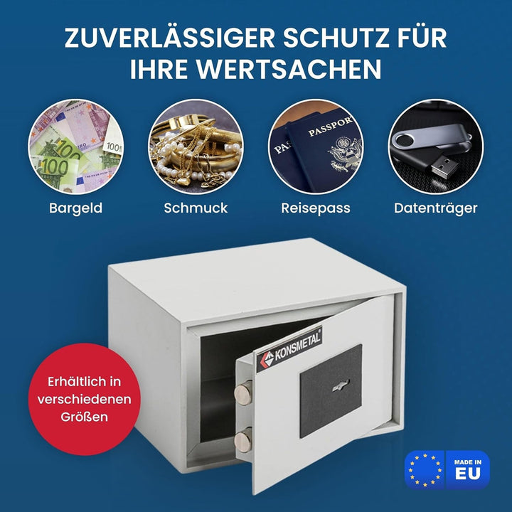 Konsmetall - Tresor für Zuhause Kolibri 2.0 16 S1, Safe Mit Schlüssel Abschliessbar, Möbeltresor 15,