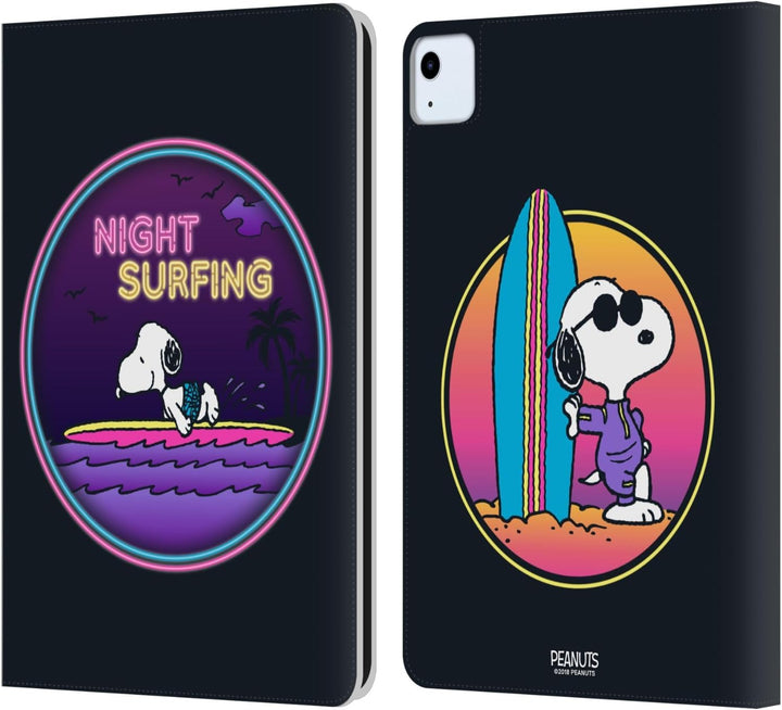 Head Case Designs Offizielle Peanuts Nacht Surfer Snoopy Aloha Disco Leder Brieftaschen Handyhülle H