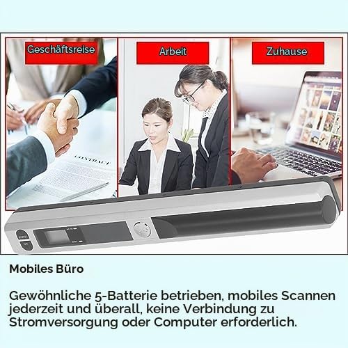 Tragbarer Dokumentenscanner, 900DPI Mobiler Handheld-Fotoscanner für A4-Dokumente, Bilder, Seiten, T