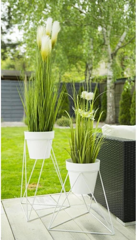 Blumenständer Metall | Weiss Pflanzenständer 40 cm Hoch für Töpfe mit 24 cm Ø | Solider und Minimali