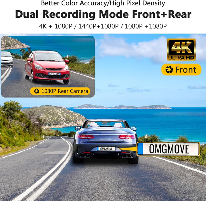 Z-Edge GPS Dashcam Dual Autokamera Frontkamera 2K 1440P & Heckkamera Full HD 1080P 2,7 Zoll LCD Bild