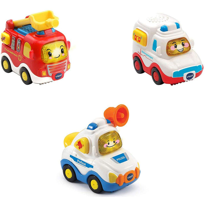 Vtech 80-242104 Tut Tut Baby Flitzer - 3er Set Einsatzfahrzeuge (Feuerwehrauto, Rettungswagen, Poliz