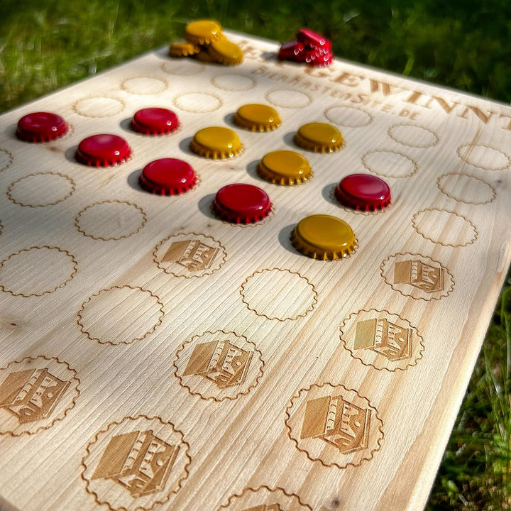 Bierkastensitz, Outdoor Hocker, Sitzauflage aus Holz für Getränkekisten - Partyspiel - Bier Gewinnt