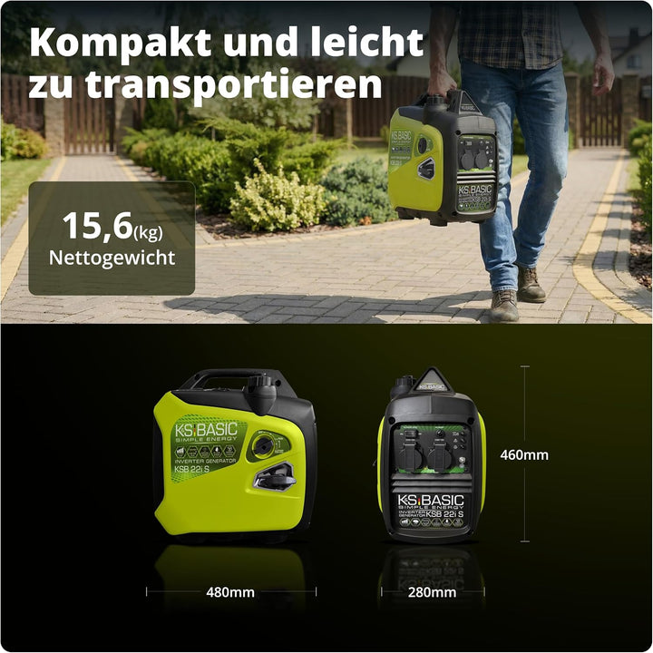 Inverter-Generator KSB 22i S Stromerzeuger 2000 W, elektronische Umwandlung ,leiser leichter Benzing