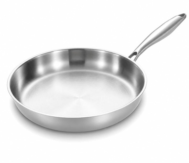 Edelstahl Pfanne 20 cm, Durchgehend 3-lagig Bratpfanne Silber - Ohne Deckel 20 cm, Silber - Ohne Dec