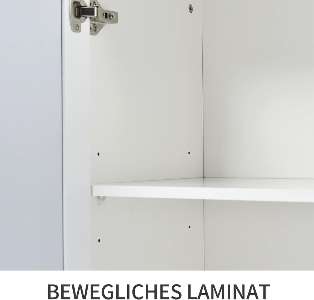 ModernLuxe - Weiss verspiegelte Sideboard mit Kristallgriffen, für Wohn- und Esszimmer (160 x 40 x 8