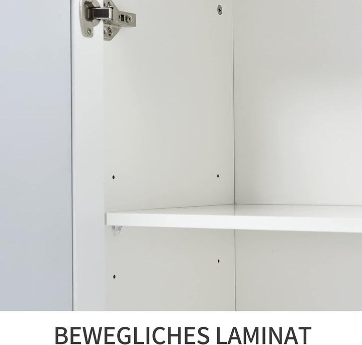 ModernLuxe - Weiss verspiegelte Sideboard mit Kristallgriffen, für Wohn- und Esszimmer (160 x 40 x 8