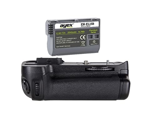 ayex Akkugriff Batteriegriff Passend für Nikon D7100, D7200 (ähnlich MB-D15) inkl. ayex EN-EL15B Akk