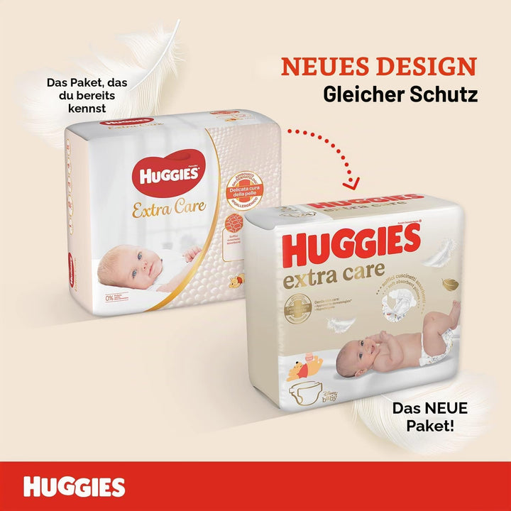 Huggies Extra Care Bebè Windeln, Grösse 1 (2-5 kg), 160 Stück Grösse 1 (160 Stück) 1, Grösse 1 (160