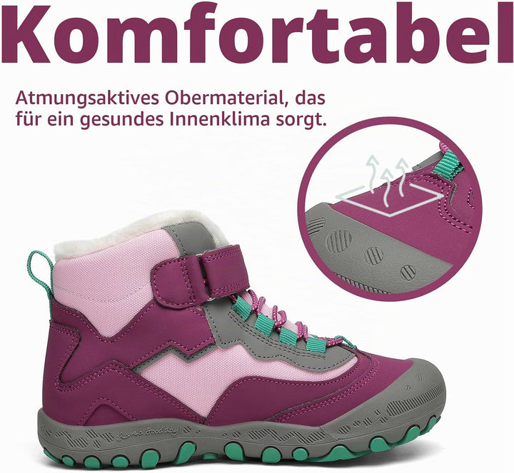 Mishansha Kinder Winterschuhe Warm Gefüttert Winterstiefel Jungen Mädchen Schneestiefel Outdoor ruts