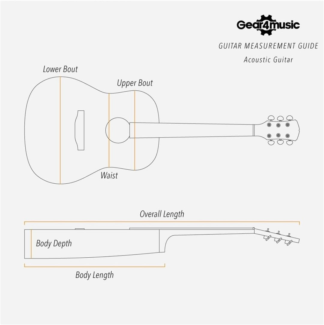 Gear4Music Gepolsterte Gitarrentasche für 3/4-Konzert-/Akustikgitarren