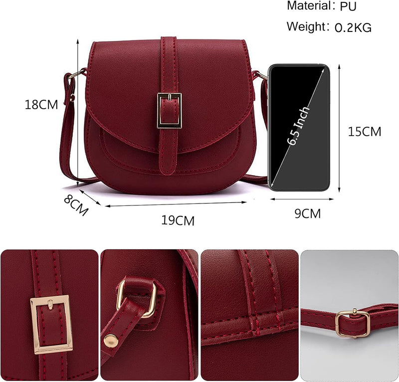 FANDARE Damen Umhängetasche Schultertasche Leder Crossbody Bag Damentasche Schulterriemen Frauen Abe