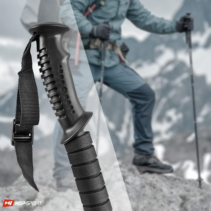 Hop-Sport Trekkingstöcke HS-0135TP Nordic Walking Wanderstöcke Set Anti Schock Teleskop Schwarz, Sch