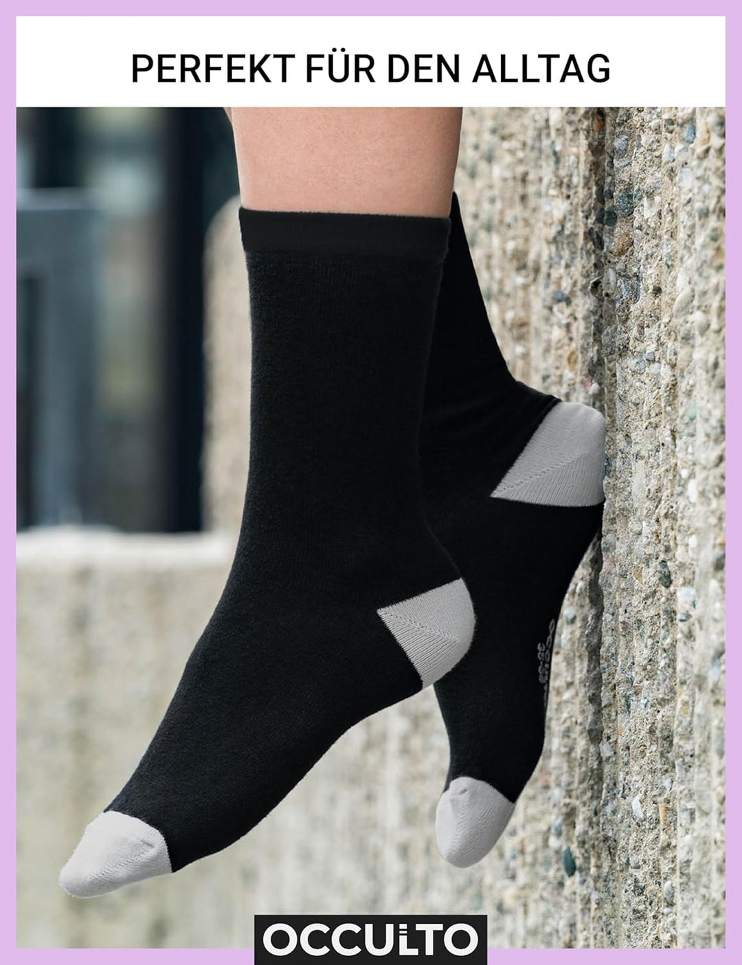 Occulto 10 PAAR SOCKEN für DAMEN aus BAUMWOLLE (Modell: Gertrud) 35-38 Schwarz-pink, 35-38 Schwarz-p