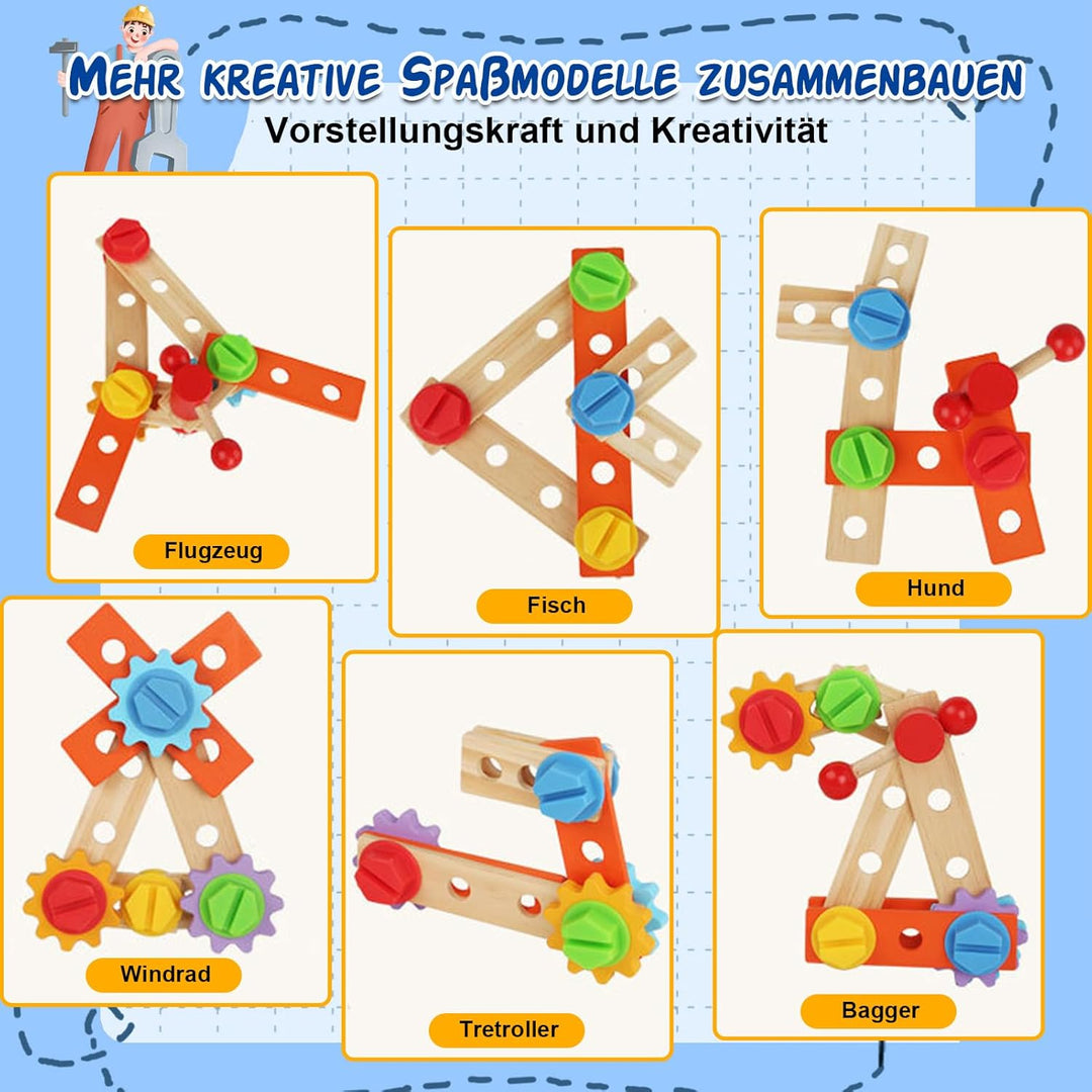 Werkzeugkoffer Kinder Werkbank, Montessori Werkzeug Holzspielzeug Spielzeug ab 2 3 4 Jahre, Kinderwe