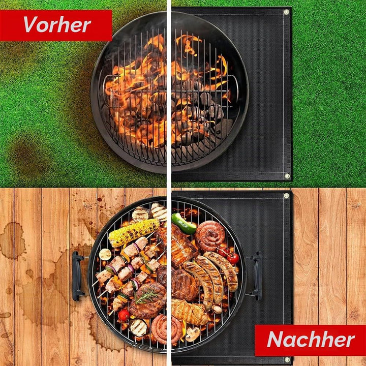 Grillmatte Bodenschutz,Feuerfeste Unterlage 182 * 115cm,Faltbare Grillunterlage mit Löchern und Bode