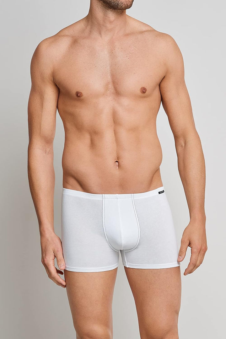 Schiesser Herren 2 PACK Boxershorts mit weichem Bund - Essentials S 4 X Weiss, S 4 X Weiss